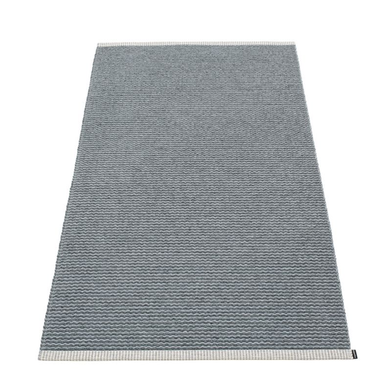 Grauer Pappelina Mono Kunststoffteppich, 85x260 cm, für Innen- und Außenbereiche, robust und pflegeleicht.